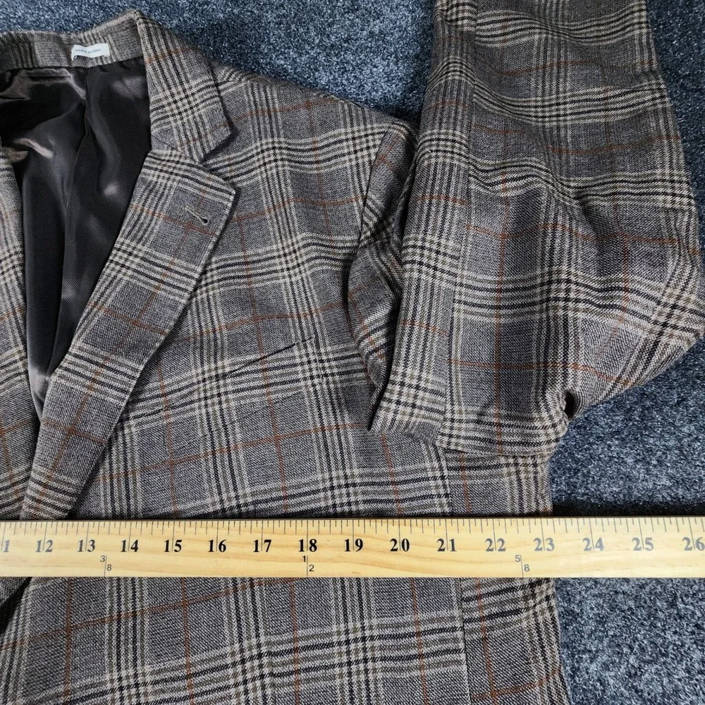 Joseph Abboud Sport Coat Mens 46R Brown Glen Plaid 2-Button Blazer Jacket